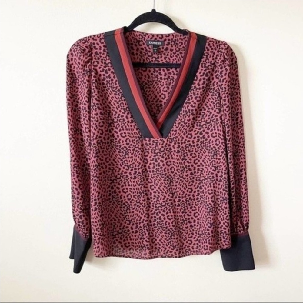 Express Cheetah Print V-Neck Blouse